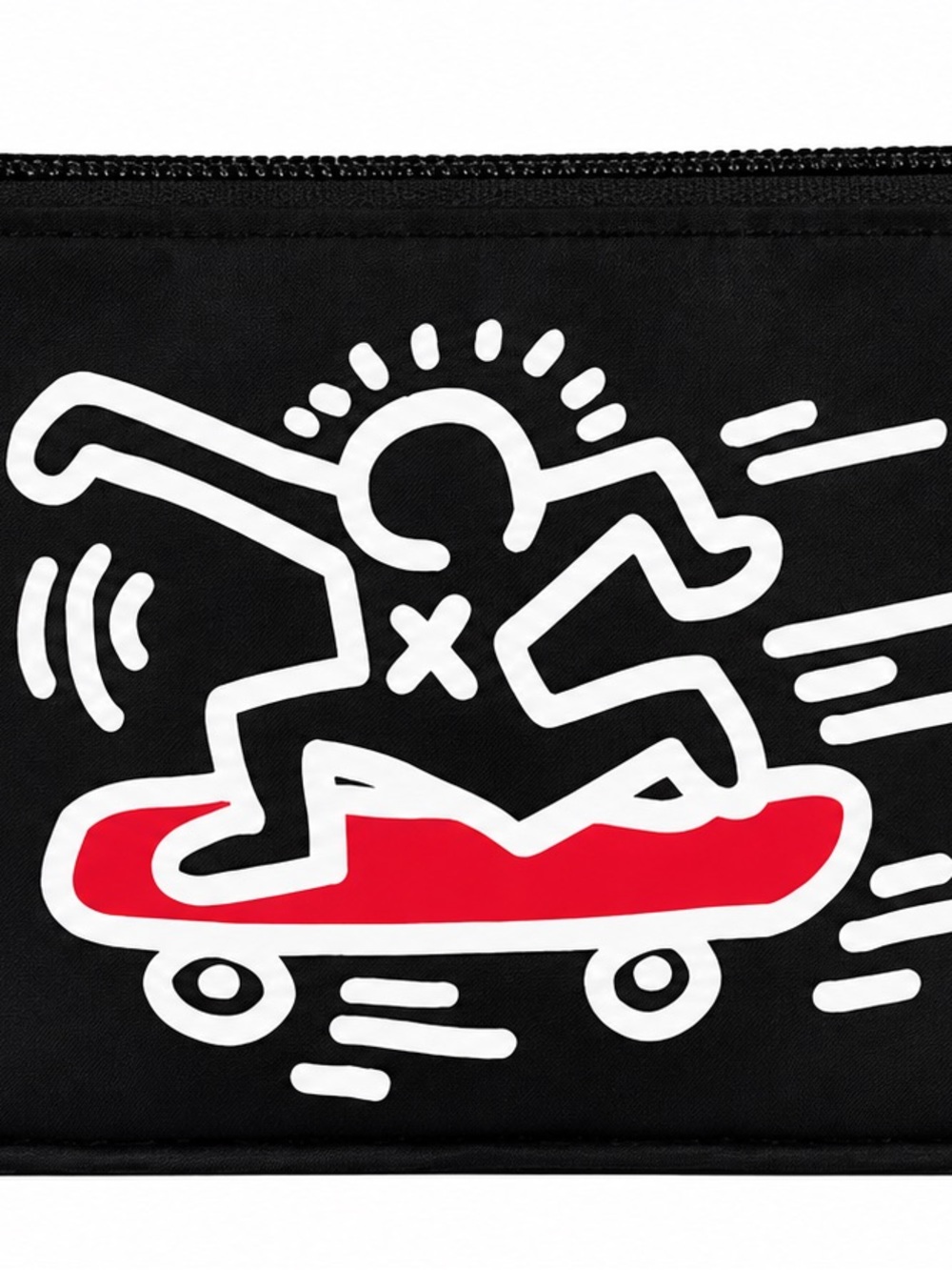 Black Pencil Case with Red Skateboard Graphic - Unbranded
